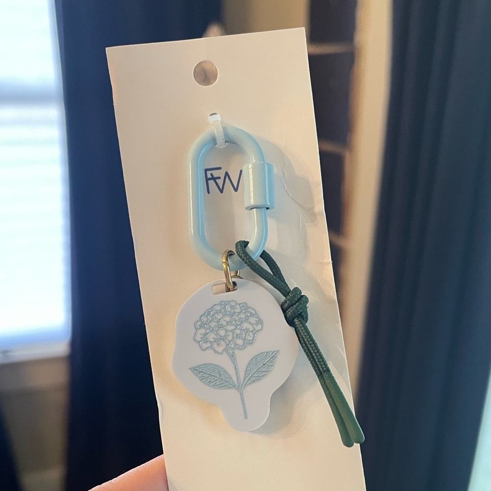 L.L. Bean Blue and Green Floral Keychain